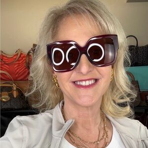 Versace Oversized Burgundy Greek Key Sunglasses with Case - Made in Italy